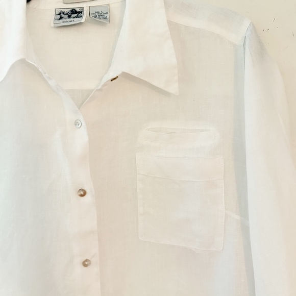 Edward Irish Linen Button Up Blouse Size Large - Picture 4 of 12